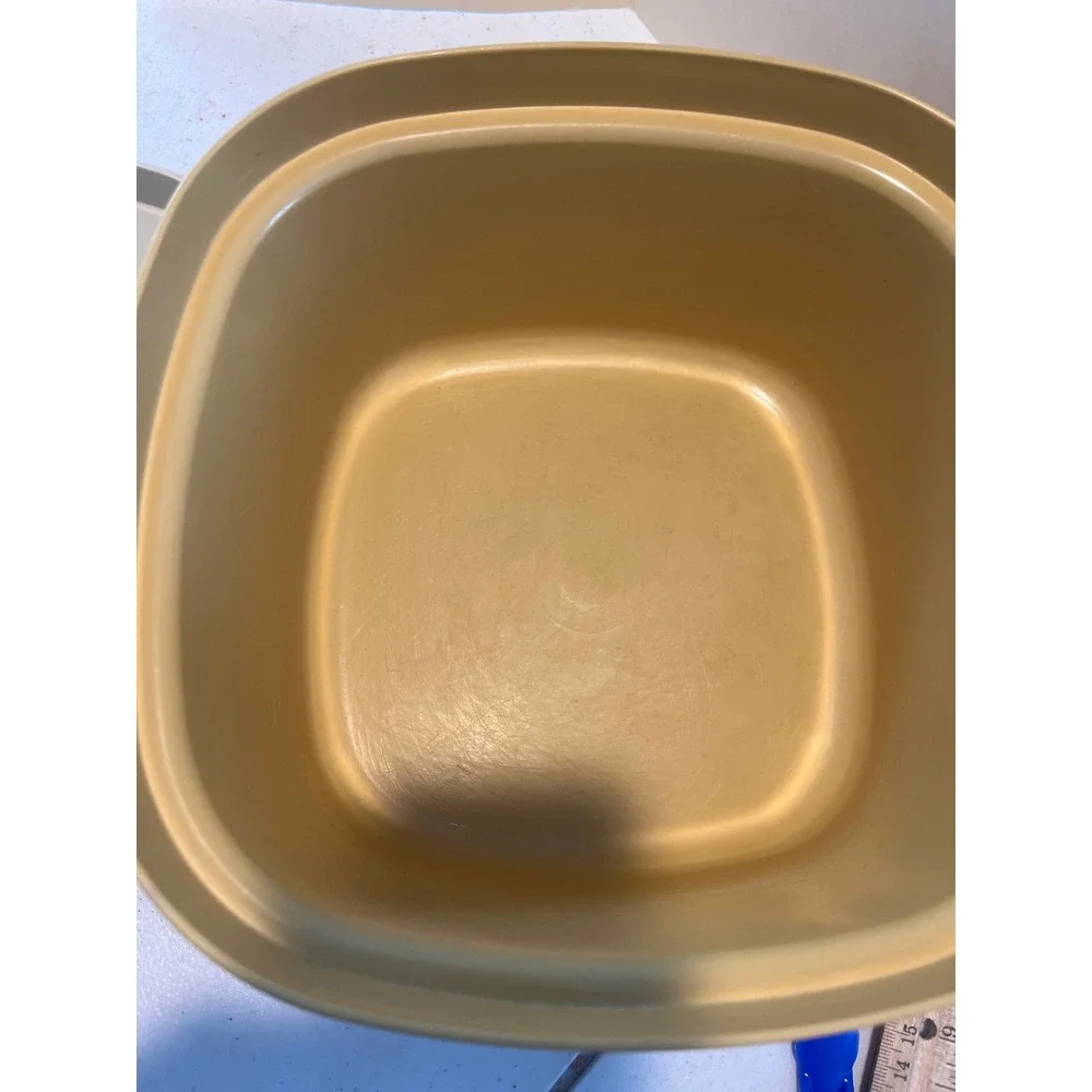 Vintage Tupperware Harvest Gold Square Storage Container with Lid 888-10